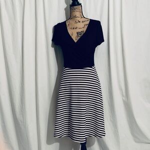 Navy blue with stripes dress